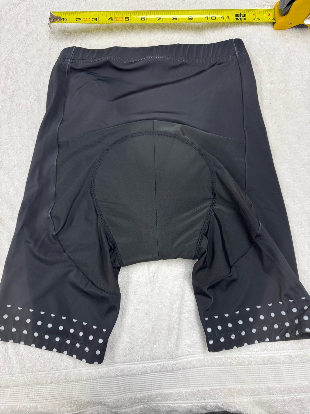 Women's Large Black Padded Cycling Shorts with Poka Dots.